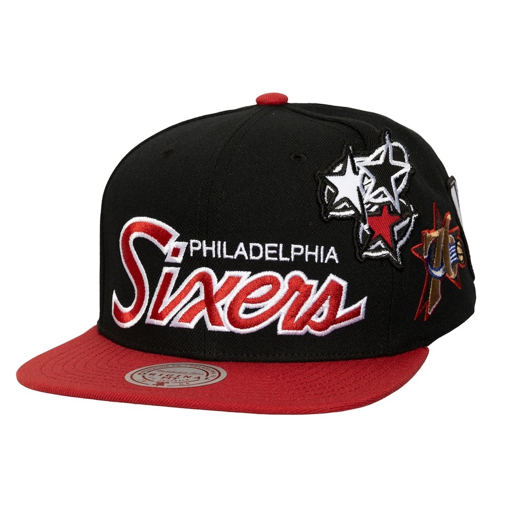 Mitchell & Ness Billie Eilish Black and Red Sixers Hat